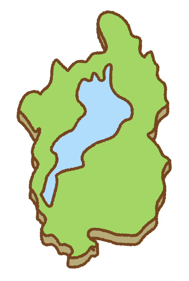 琵琶湖を中央に描いた滋賀県の地図イラスト